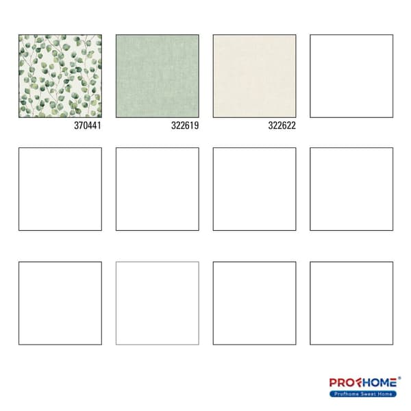 Non woven-tapet blomster Profhome 370441-GU slät matt färg grön vit 5,33 m2