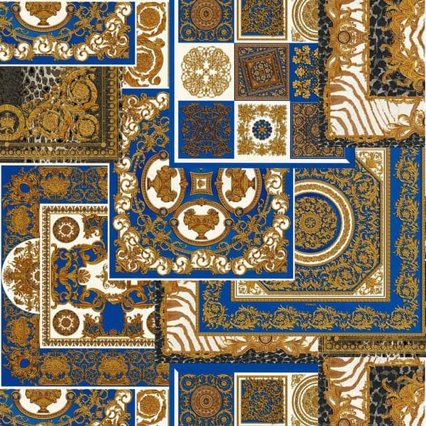 Non woven-tapet design Profhome 370481-GU lätt texturerad glittrande färg guld blå vit 7,04 m2