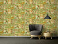 Miniatyrbild 4 av 6: Non woven-tapet design Profhome 370482-GU lätt texturerad glansigt mönster matt bakgrund färg guld grön brun 7,04 m2