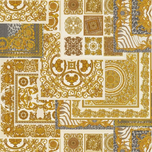 Non woven-tapet design Profhome 370484-GU lätt texturerad glansigt mönster matt bakgrund färg guld silver grå grädde 7,04 m2