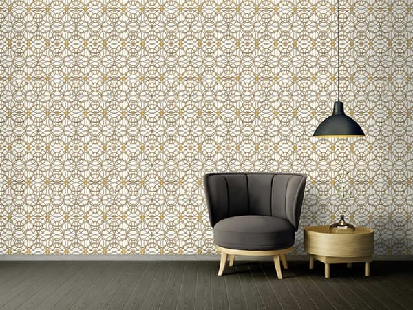 Non woven-tapet ornament Profhome 370492-GU slät glansigt mönster matt bakgrund färg guld silver grå vit 7,04 m2