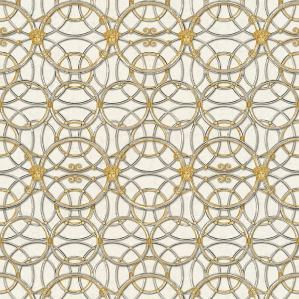 Non woven-tapet ornament Profhome 370492-GU slät glansigt mönster matt bakgrund färg guld silver grå vit 7,04 m2