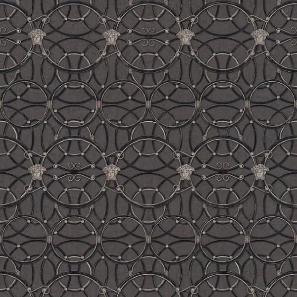 Non woven-tapet ornament Profhome 370494-GU slät glansigt mönster matt bakgrund färg silver svart 7,04 m2