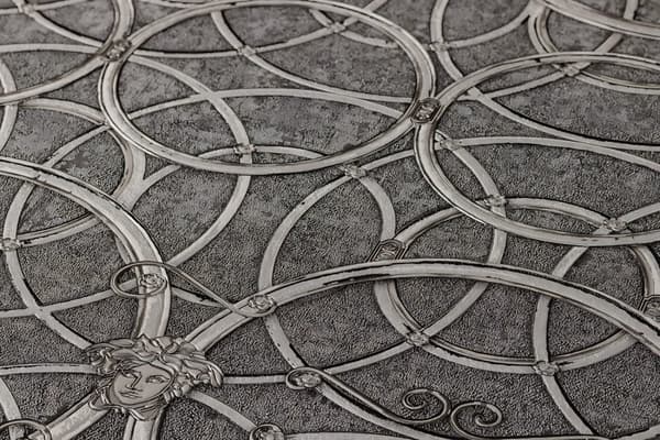 Non woven-tapet ornament Profhome 370495-GU slät glansigt mönster matt bakgrund färg silver grå 7,04 m2