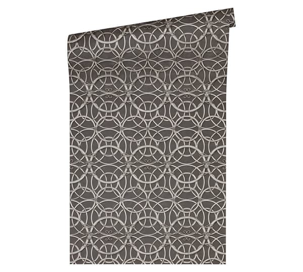 Non woven-tapet ornament Profhome 370495-GU slät glansigt mönster matt bakgrund färg silver grå 7,04 m2