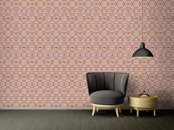 Non woven-tapet ornament Profhome 370496-GU slät glansigt mönster matt bakgrund färg silver guld rosa grå 7,04 m2