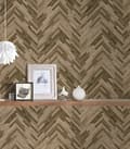 Miniatyrbild 5 av 6: Non woven-tapet trä utseende Profhome 370512-GU lätt texturerad matt färg brun beige 7,04 m2