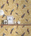 Miniatyrbild 5 av 6: Non woven-tapet fågelmönster Profhome 370532-GU texturerad glansigt mönster matt bakgrund färg guld violett grädde 7,04 m2