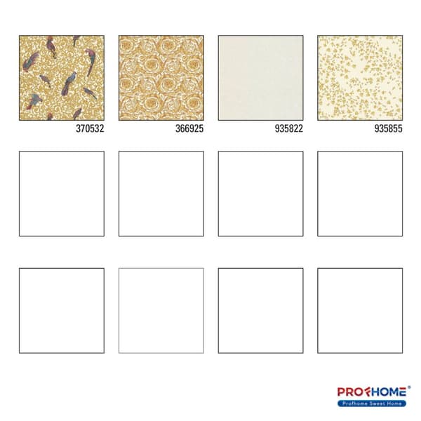 Non woven-tapet fågelmönster Profhome 370532-GU texturerad glansigt mönster matt bakgrund färg guld violett grädde 7,04 m2