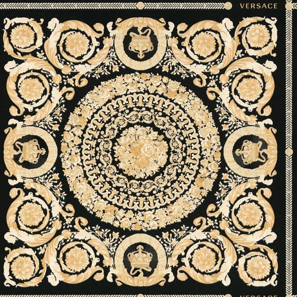 Non woven-tapet ornament Profhome 370553-GU lätt texturerad glansigt färg svart guld grädde 7,04 m2