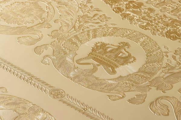 Non woven-tapet ornament Profhome 370554-GU lätt texturerad glansigt färg guld gul 7,04 m2