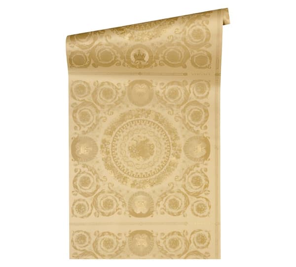 Non woven-tapet ornament Profhome 370554-GU lätt texturerad glansigt färg guld gul 7,04 m2