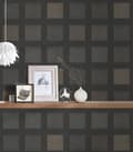 Miniatyrbild 5 av 6: Non woven-tapet geometrisk Profhome 371724-GU lätt texturerad matt färg svart guld 5,33 m2