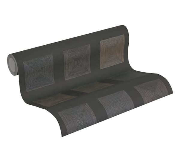 Non woven-tapet geometrisk Profhome 371724-GU lätt texturerad matt färg svart guld 5,33 m2