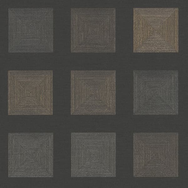 Non woven-tapet geometrisk Profhome 371724-GU lätt texturerad matt färg svart guld 5,33 m2