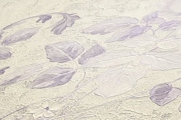 Non woven-tapet blomster Profhome 372245-GU lätt texturerad matt färg violett grädde silver 5,33 m2