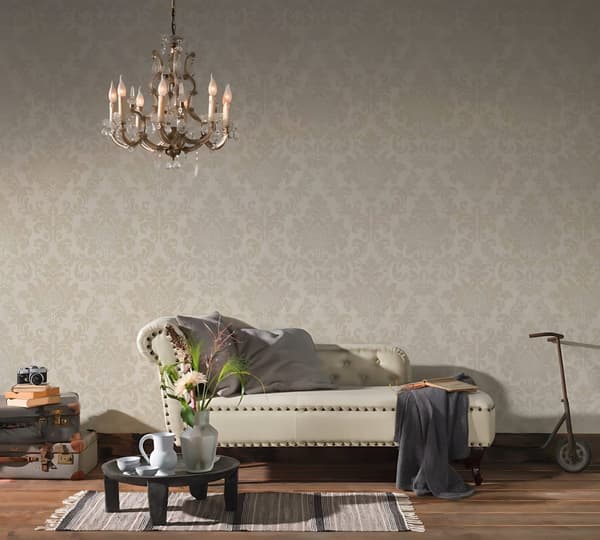 Ikke-vævet tapet glitter Profhome 372703-gu lidt tekstureret glitrende mønster mat baggrund färg beige creme guld 5,33 m2