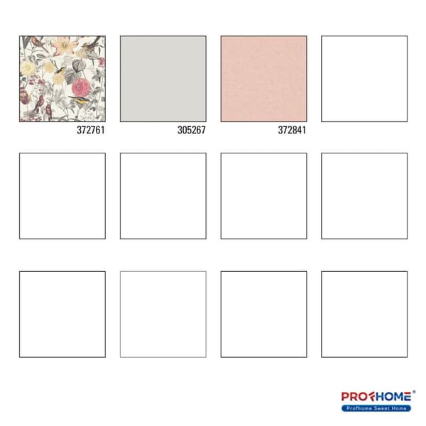 Non woven-tapet blomster Profhome 372761-GU slät matt färg röd gul grå 5,33 m2