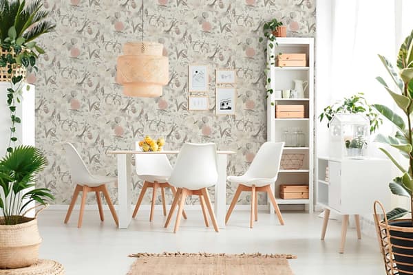 Non woven-tapet blomster Profhome 372762-GU slät matt färg grå rosa orange 5,33 m2
