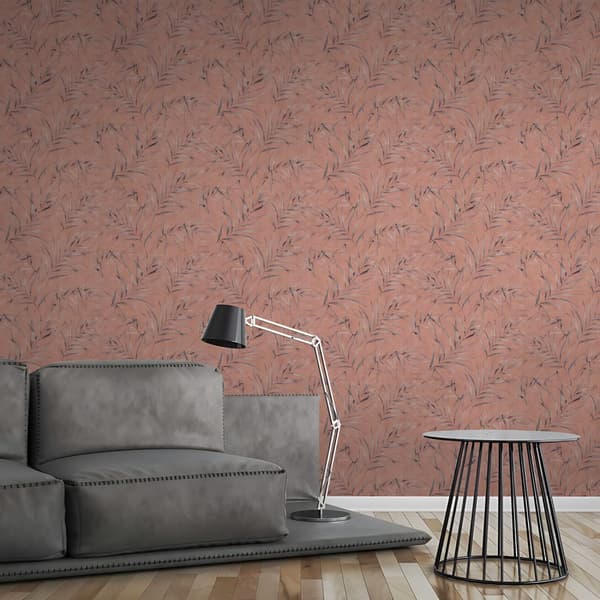 Ikke-vævet tapet blomster Profhome 373354-gu lidt tekstureret mat färg lyserød orange rød 5,33 m2