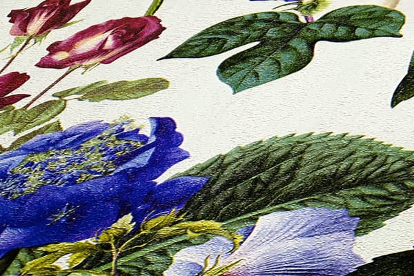 Non woven-tapet Blommig Profhome 373361-GU lätt texturerad matt färg grädde grön gul blå 5,33 m2