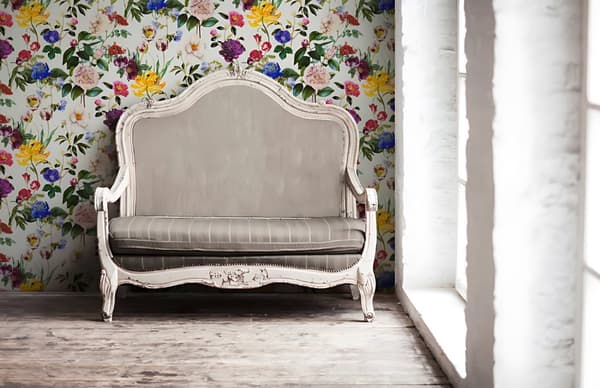 Non woven-tapet Blommig Profhome 373361-GU lätt texturerad matt färg grädde grön gul blå 5,33 m2