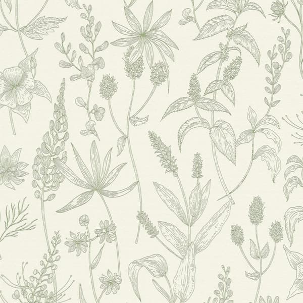 Non woven-tapet blomster Profhome 373635-GU lätt texturerad matt färg grön silver vit 5,33 m2