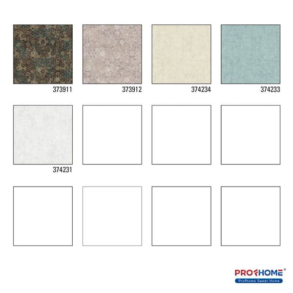 Non woven-tapet kakel mönster Profhome 373911-GU lätt texturerad matt mönster blank bakgrund färg brun grön 5,33 m2