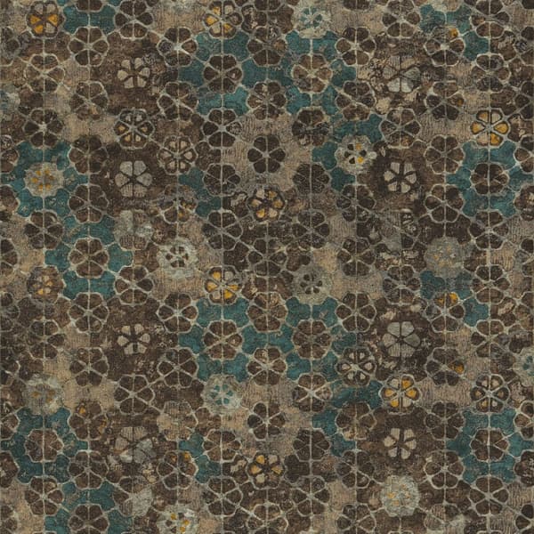 Non woven-tapet kakel mönster Profhome 373911-GU lätt texturerad matt mönster blank bakgrund färg brun grön 5,33 m2