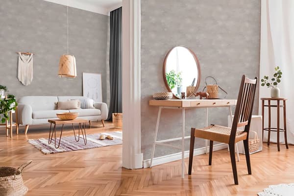 Non woven-tapet kakel mönster Profhome 373912-GU lätt texturerad matt färg grå vit 5,33 m2