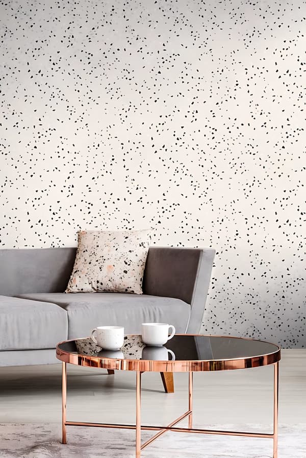 Non woven-tapet sten utseende Profhome 373942-GU lätt texturerad glansigt mönster matt bakgrund färg vit svart silver 5,33 m2