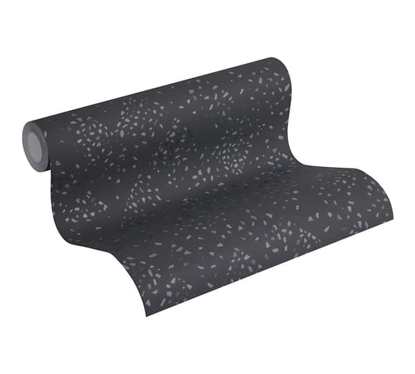 Non woven-tapet sten utseende Profhome 373945-GU lätt texturerad glansigt mönster matt bakgrund färg svart guld grå 5,33 m2