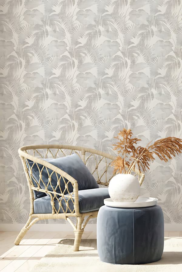 Non woven-tapet blomster Profhome 373962-GU lätt texturerad matt färg grå grädde beige 5,33 m2