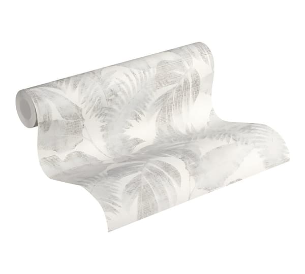 Non woven-tapet blomster Profhome 373962-GU lätt texturerad matt färg grå grädde beige 5,33 m2