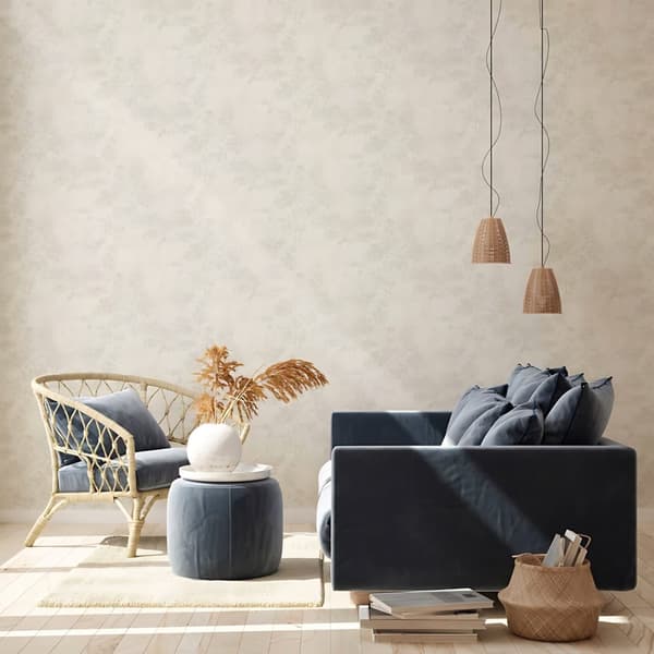 Non woven-tapet blomster Profhome 373972-GU lätt texturerad matt färg beige grädde grå 5,33 m2