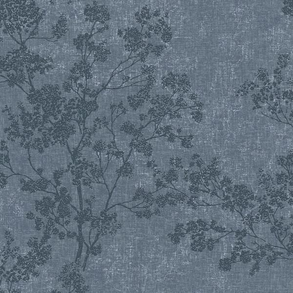 Non woven-tapet blomster Profhome 373974-GU lätt texturerad matt färg blå 5,33 m2