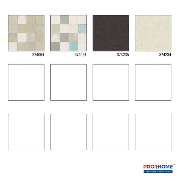Non woven-tapet kakel mönster Profhome 374064-GU lätt texturerad glansigt färg grädde grå 5,33 m2