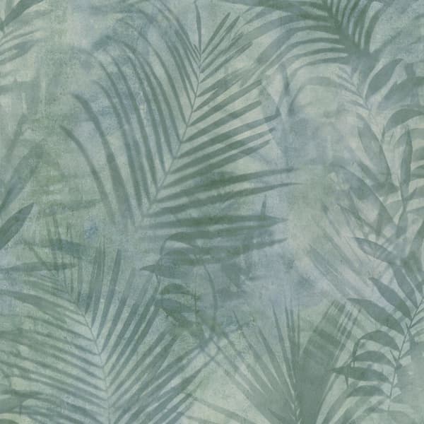 Non woven-tapet palmer Profhome 374111-GU lätt texturerad matt färg grön blå grå 5,33 m2