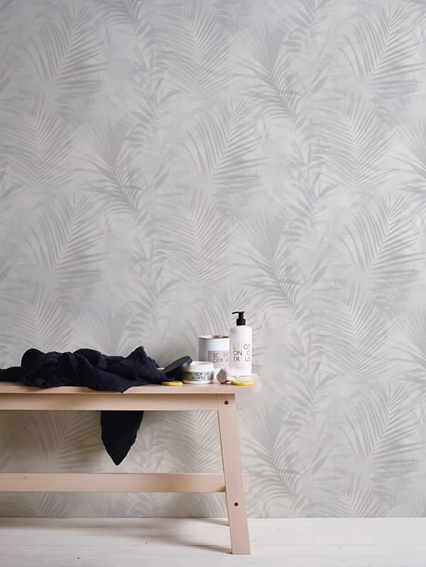 Non woven-tapet palmer Profhome 374115-GU lätt texturerad matt färg grå vit grädde 5,33 m2