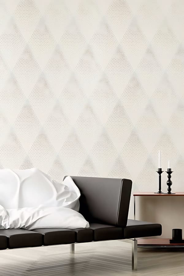 Non woven-tapet geometrisk Profhome 374192-GU slät glittrande mönster matt bakgrund färg vit silver grå 5,33 m2