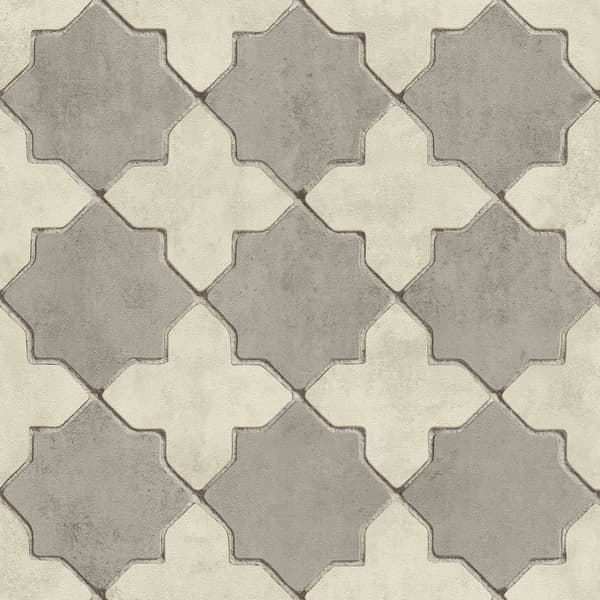 Non woven-tapet geometrisk Profhome 374215-GU lätt texturerad matt färg grå grädde 5,33 m2