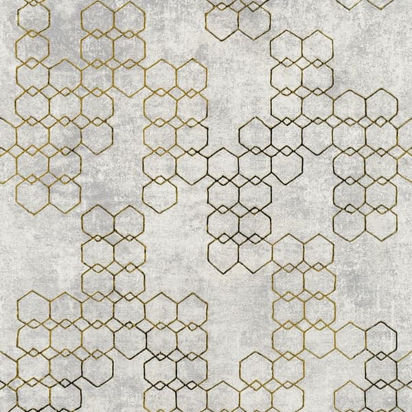 Non woven-tapet begagnad utseende Profhome 374244-GU lätt texturerad glansigt mönster matt bakgrund färg grå guld 5,33 m2
