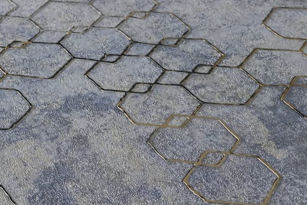 Non woven-tapet begagnad utseende Profhome 374245-GU lätt texturerad glansigt mönster matt bakgrund färg blå guld grå 5,33 m2