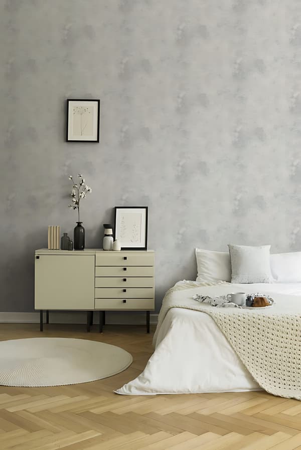 Non woven-tapet uni kulör Profhome 374254-GU lätt texturerad matt färg grå silver 5,33 m2