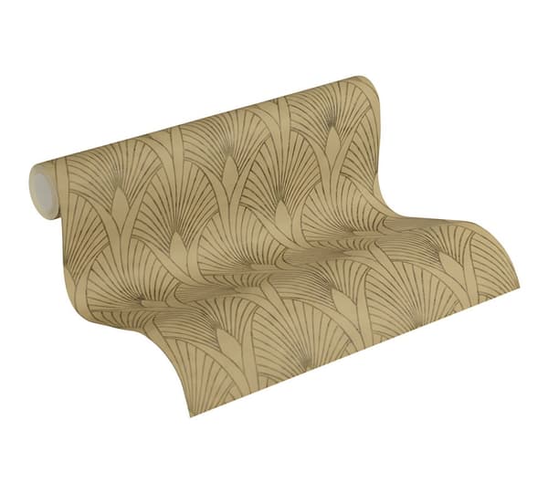 Non woven-tapet ornament Profhome 374272-GU lätt texturerad matt färg guld beige brun 5,33 m2