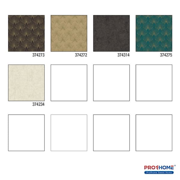 Non woven-tapet ornament Profhome 374273-GU lätt texturerad glansigt mönster matt bakgrund färg svart guld 5,33 m2