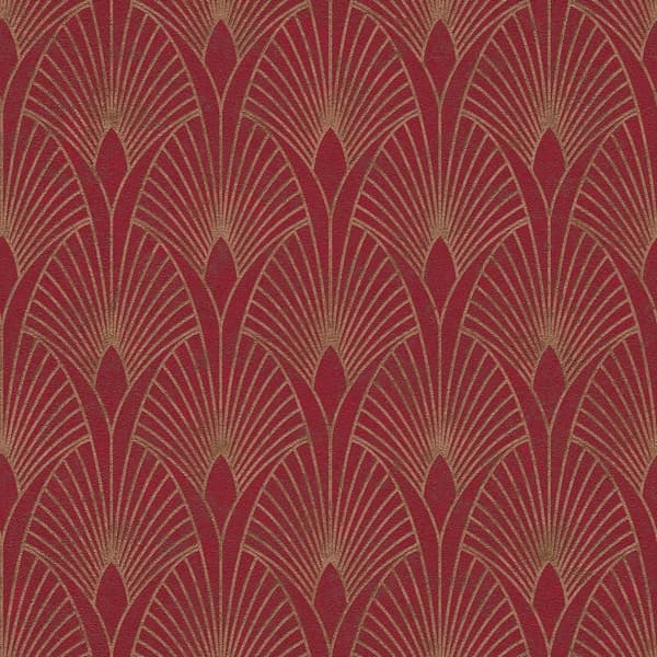 Non woven-tapet ornament Profhome 374274-GU lätt texturerad glansigt mönster matt bakgrund färg röd guld 5,33 m2