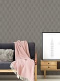 Miniatyrbild 5 av 7: Non woven-tapet retro Profhome 374785-GU lätt texturerad glansigt mönster matt bakgrund färg grå beige svart 5,33 m2