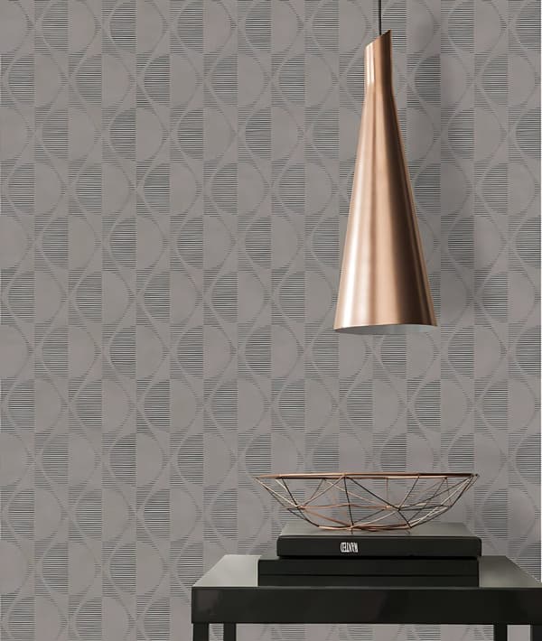 Non woven-tapet retro Profhome 374785-GU lätt texturerad glansigt mönster matt bakgrund färg grå beige svart 5,33 m2