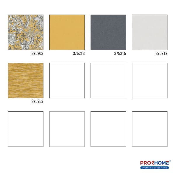 Non woven-tapet blomster Profhome 375203-GU lätt texturerad matt färg gul vit grå 5,33 m2